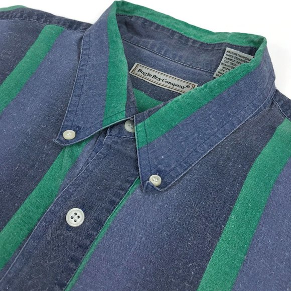 Vintage Bugle Boy Striped Shirt XL Retro Hipster - Picture 5 of 8